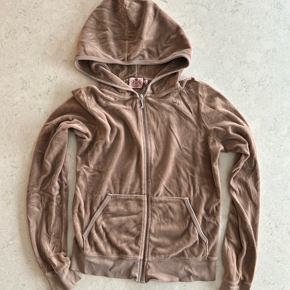 Juicy couture large tan hooded zip up
